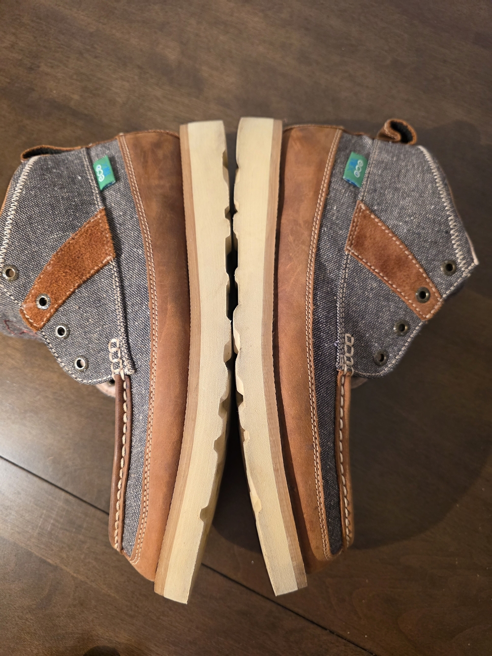 Twisted X Eco-Friendly Brown Leather & Denim High-Top Shoes - Picture 9 of 12